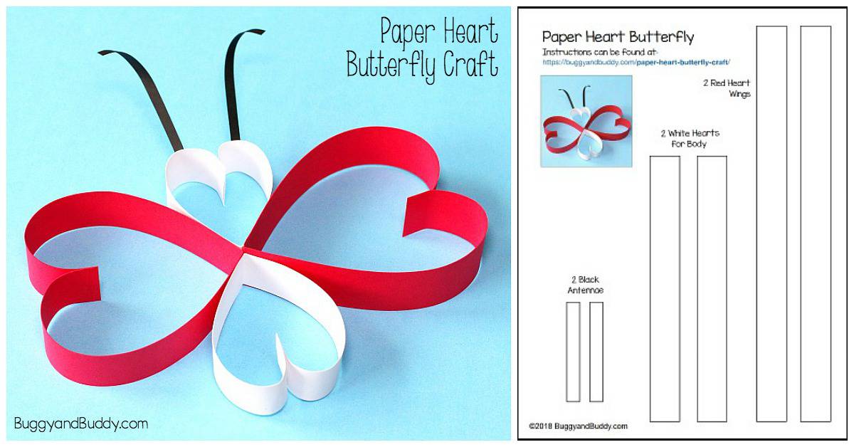 paper heart butterfly craft buggy and buddy
