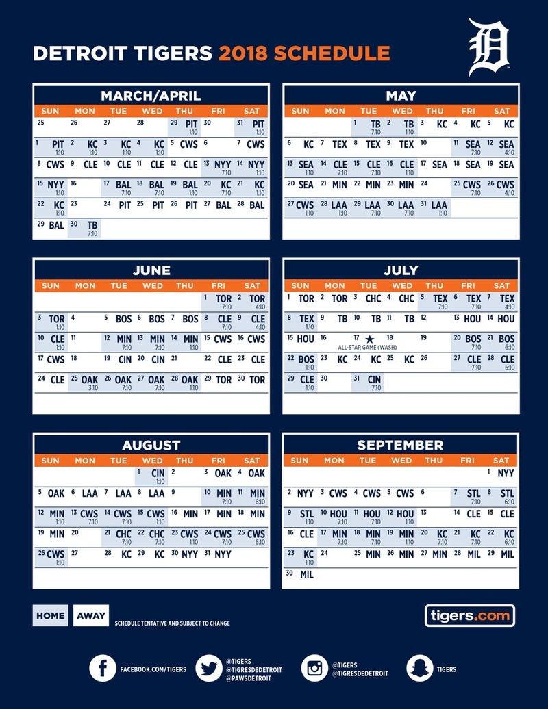 Interleague games in 2022 will pit the american league east against some national league central rivals. Detroit Tigers 2018 schedule released