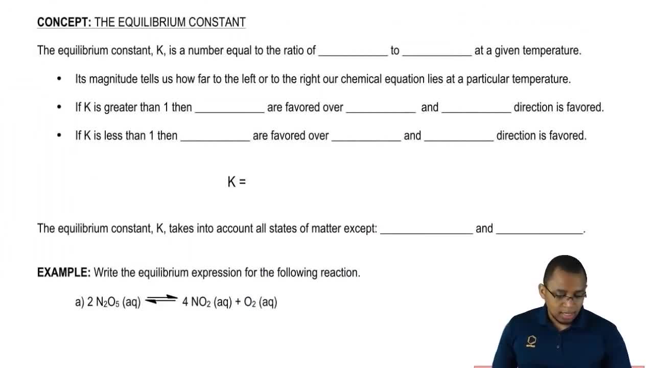 A basic introduction to equilibrium constants should be given . Chemical Equilibrium Chemistry Video Clutch Prep