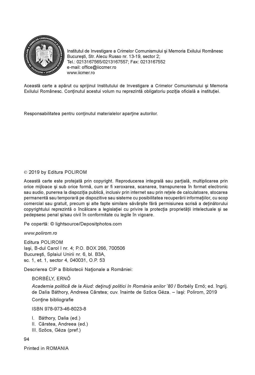 Academia Politica De La Aiud Borbely Erno Dalia Bathory Andreea Carstea