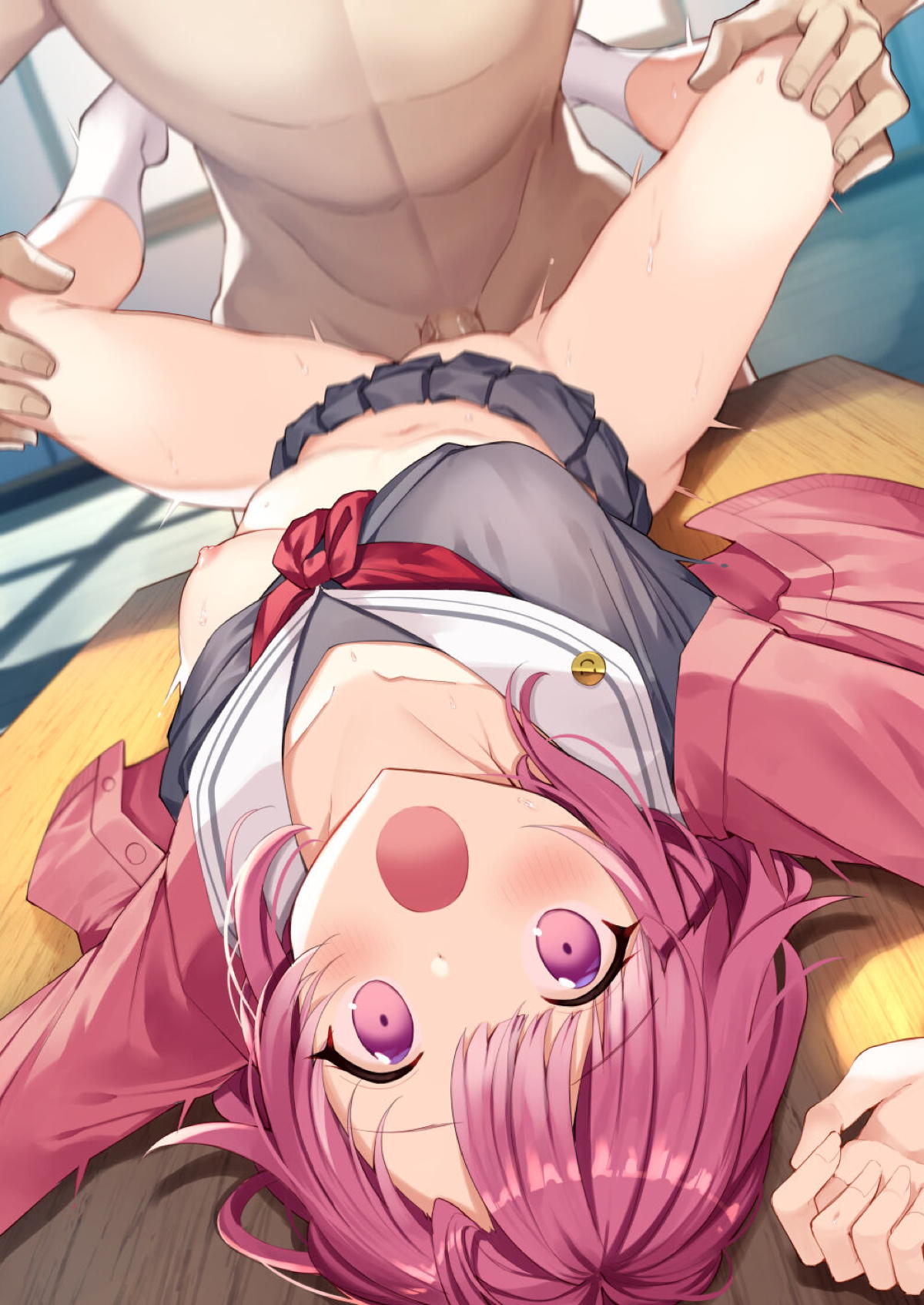 制服姿のえむが机の上に乗せられて正面からハメられるフルカラーCG集!!中出しされたえむは絶望して無抵抗でパコられる…