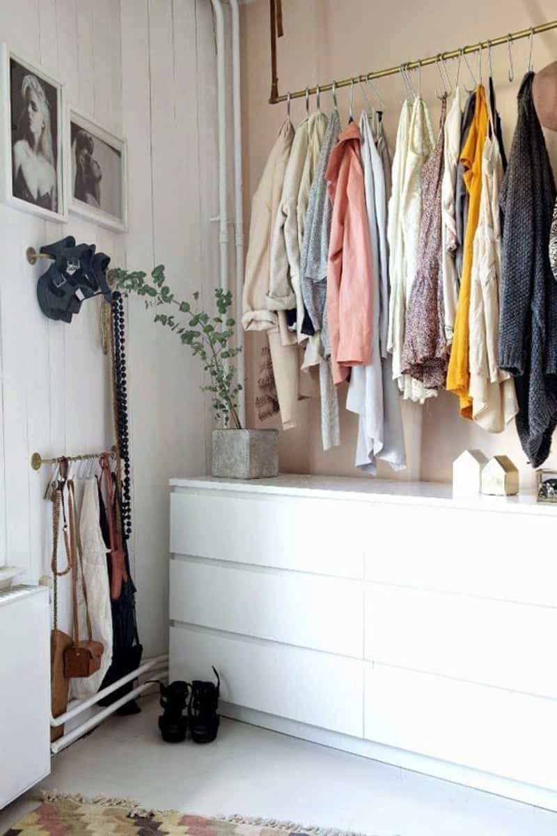 Don't hesitate to paint the hardware to match your . Ideas for Storing Clothes without Closets