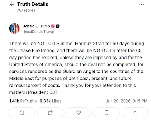 Center East: Trump threatens US tolls in Strait of Hormuz if talks with Iran fail
