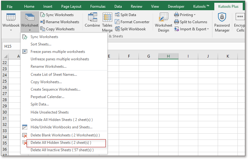 how to quickly count the number of hidden worksheets in excel