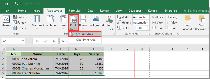 How to create a dynamic print area in Excel?