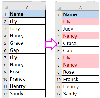 Bagaimana cara menandai nilai duplikat dengan warna di Excel?