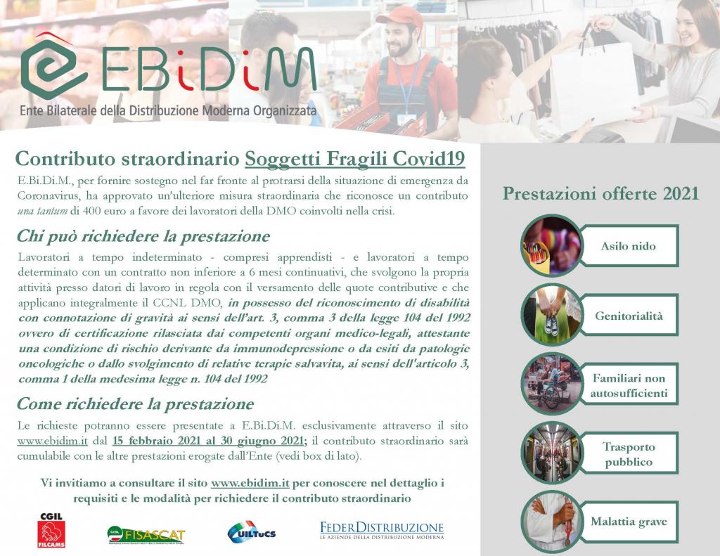 Distribuzione Moderna Organizzata, L'ente Bilaterale Ebidim Approva Il Contributo Straordinario Per I Soggetti Fragili Colpiti Dal Covid-19. Guarini: «Bilateralità Si Afferma Come Punto Di Riferimento Certo Per I Lavoratori» | Fisascat
