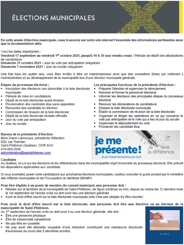 L​es listes électorales contiennent les noms des personnes qui étaient éligibles pour voter lors d'une élection. Elections Municipales Municipalite De Saint Philemon