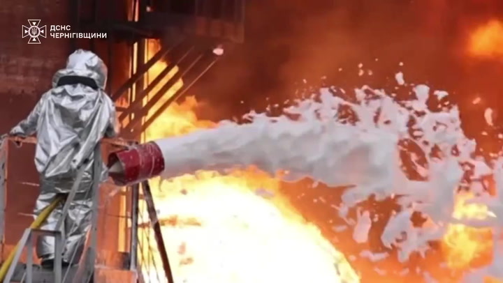 Huge fireball erupts as Russian attack hits oil depot in Ukraine’s Chernihiv region