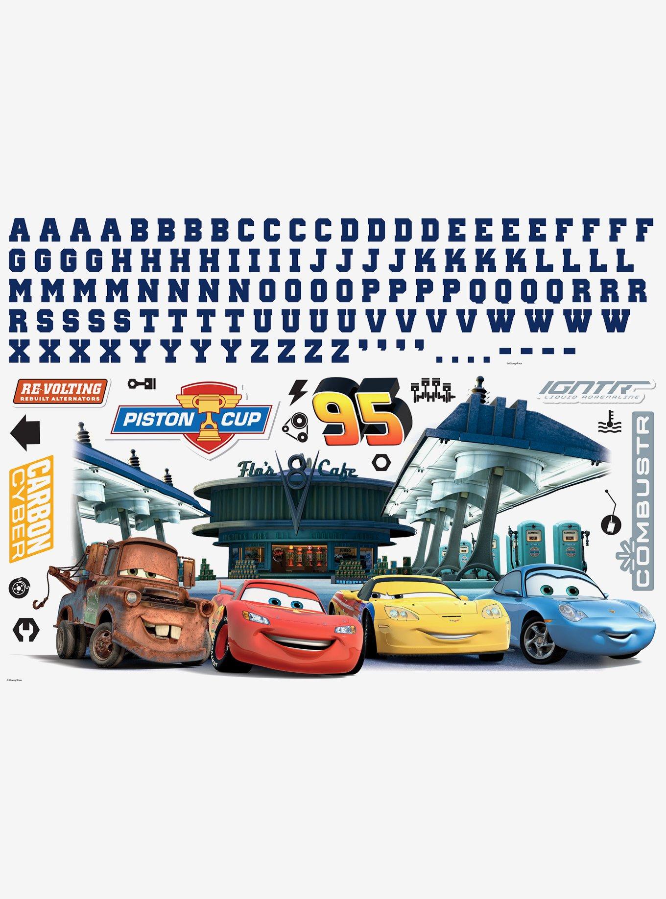 disney pixar cars peel and stick giant wall decals with alphabet hot topic