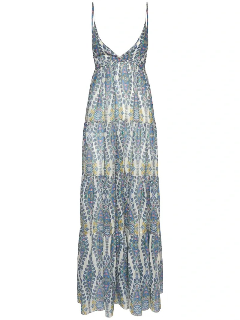 Etro- Printed cotton & silk long dress