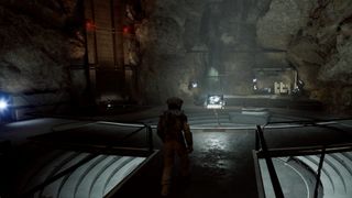 Captura de pantalla del videojuego Lunar Strike. Un astronauta está explorando la luna.