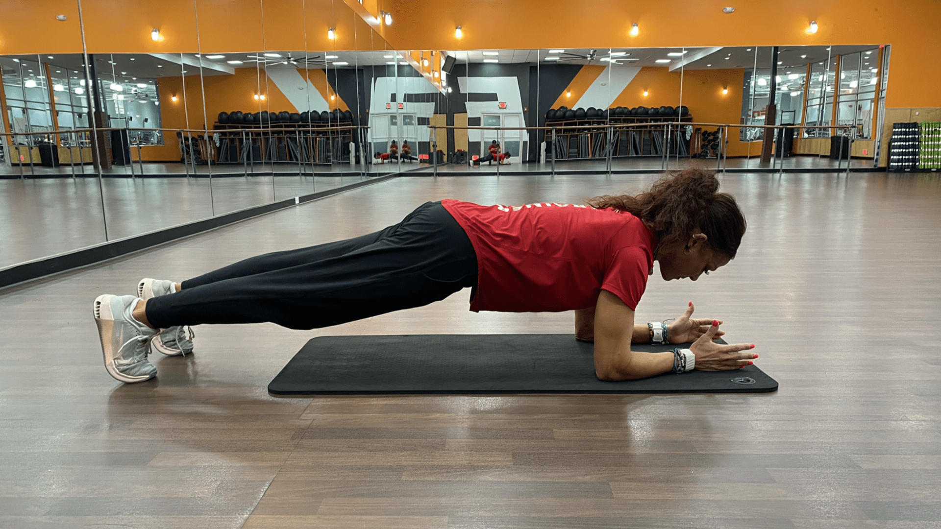 woman in plank position