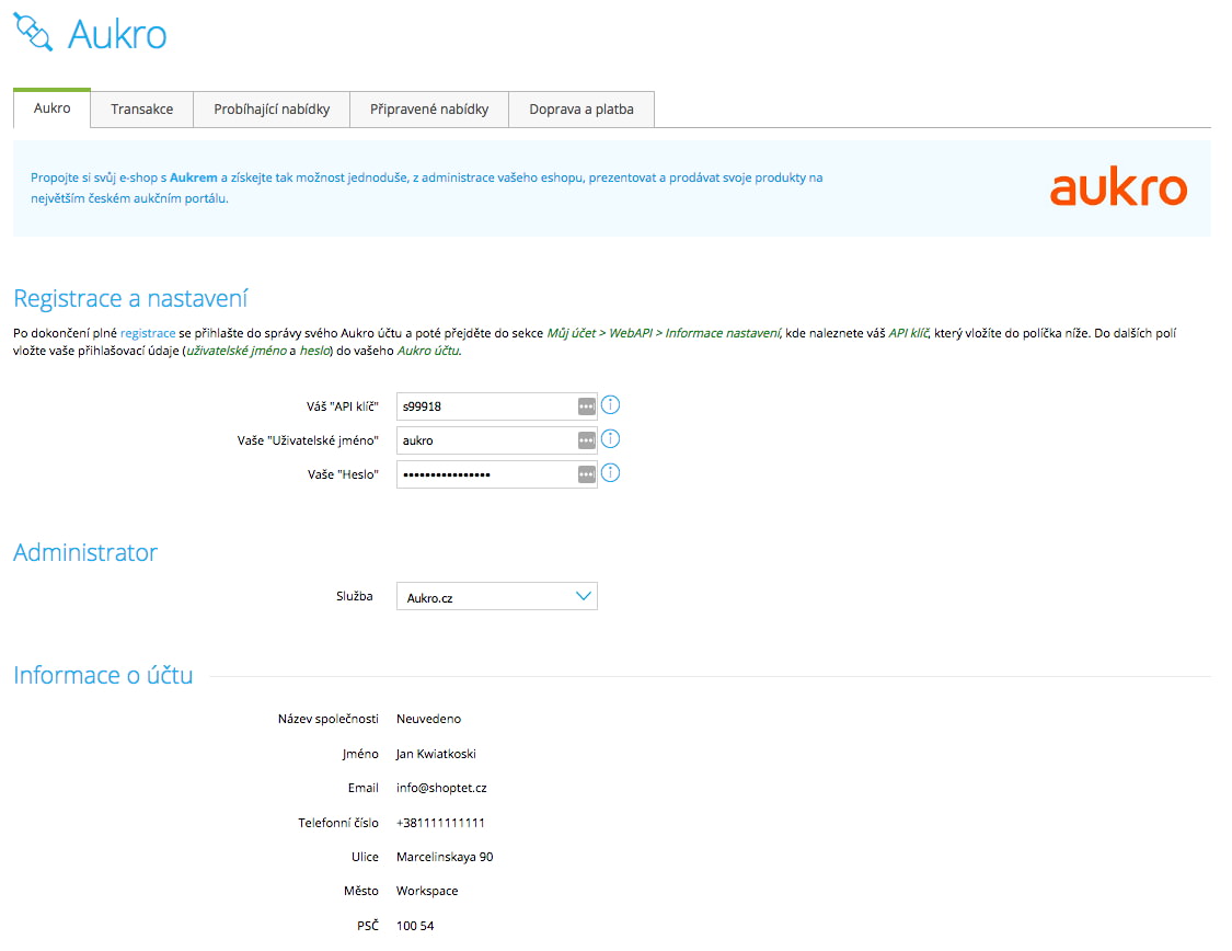 Aukro Shoptet Doplnky