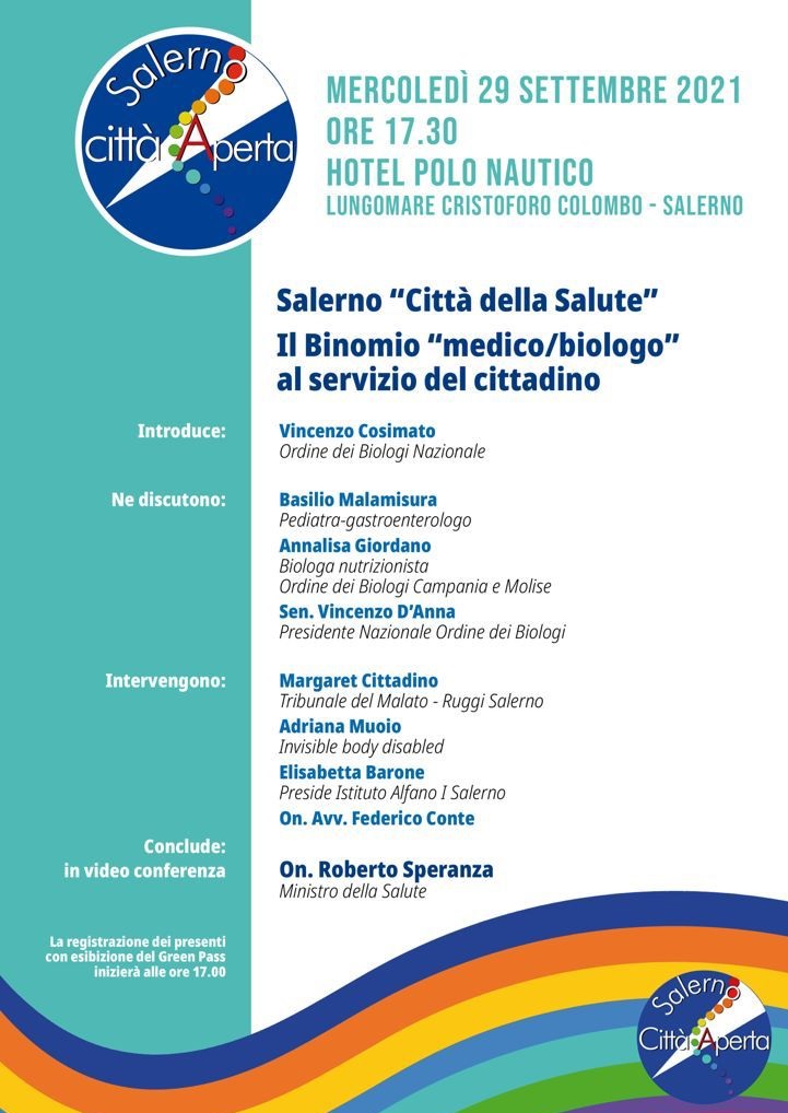 Salerno "Città Della Salute": Mercoledì 29 Settembre, Al "Polo Nautico", La Tavola Rotonda Con Il Ministro Speranza - Ordine Nazionale Dei Biologi 1018_x_721_jpg