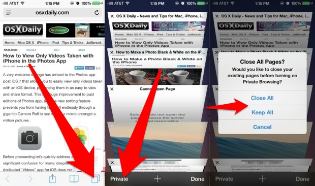 How to Use Private Browsing with Safari for iOS 14, iOS 13, 12, 11, 10, 9, etc | OSXDaily