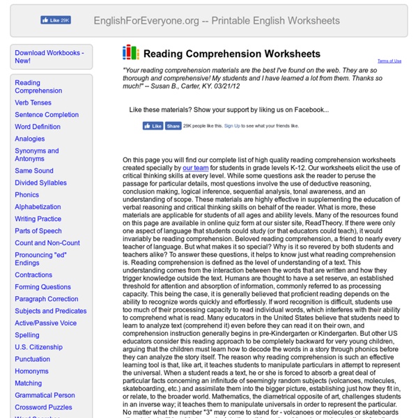 reading comprehension worksheets pearltrees