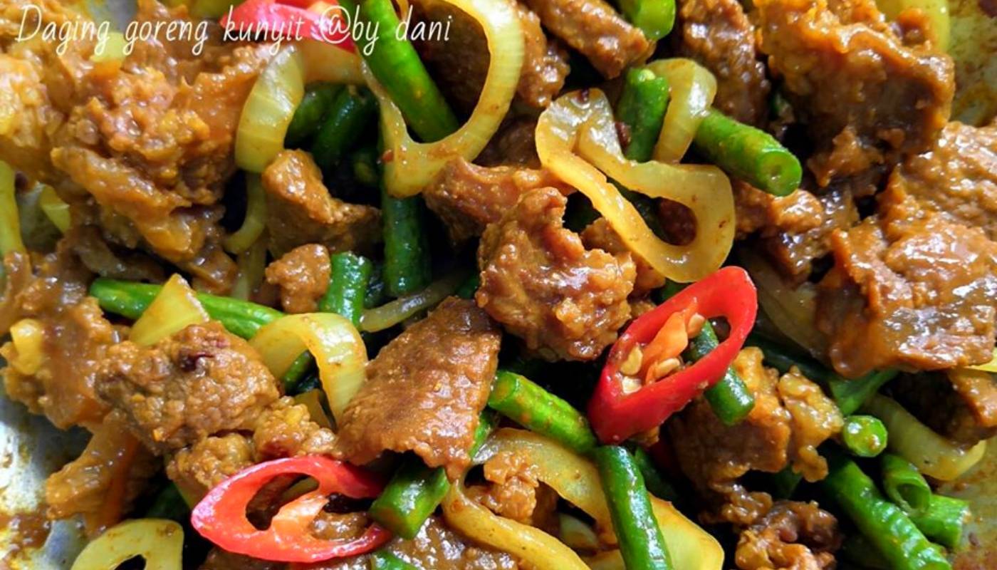 Daging Goreng Kunyit Simple. Menu Ekspress Untuk Makan Tengah Hari.