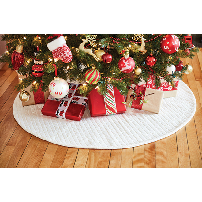 Arbre décoratif hoho vert rouge blanc h40cm sapin en casserole noël de. Holiday Living Cache Pied Tricote Pour Sapin 48 Acrylique Blanc Pt 14821b Rona