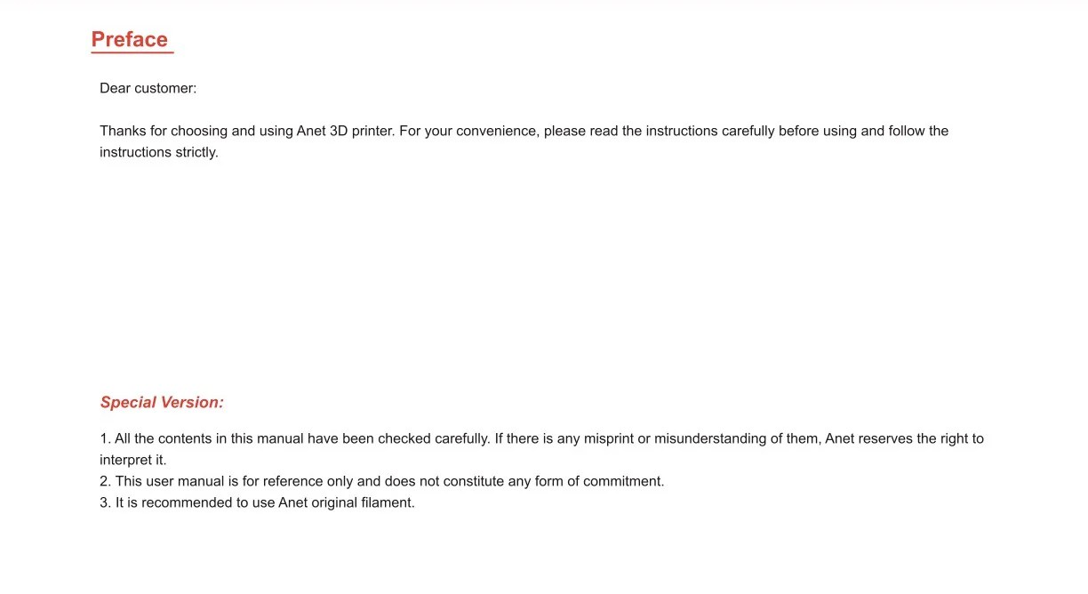 The anet a8 manual file for your reference: A8 Plus Full Diy Version User Manual Preface Anet 3d Printer