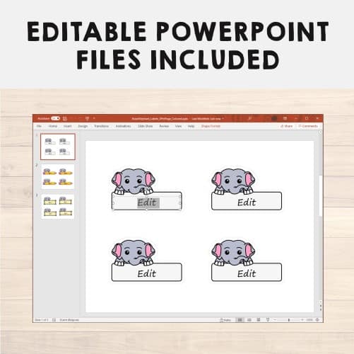 asian elephant labels name tags printable decoration happy paper time