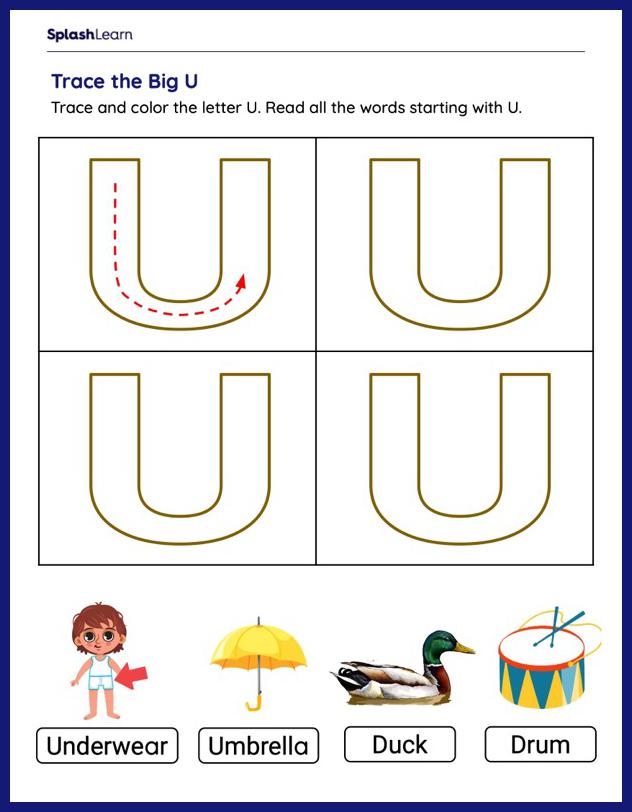 color and learn uppercase u ela worksheets splashlearn