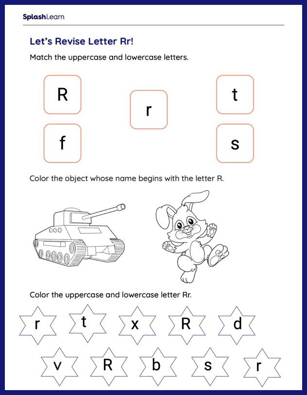 letter r worksheets for kindergarteners online splashlearn