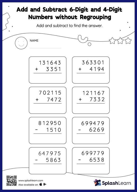addition within 1000000 worksheets for kids online splashlearn
