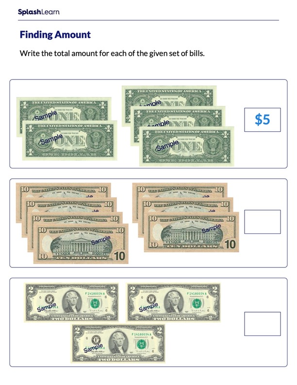counting money worksheets for kindergarteners online splashlearn