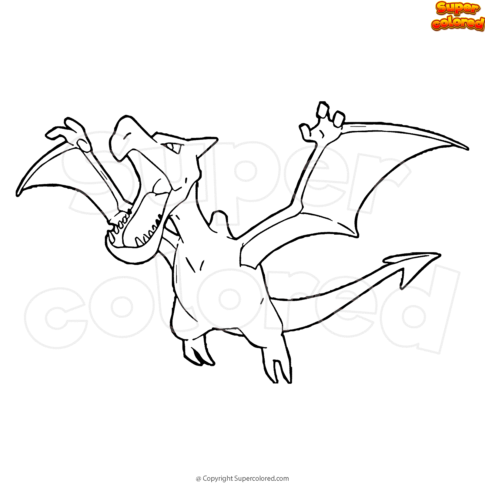 Print the pdf to use the worksheet. Coloring Page Pokemon Aerodactyl Supercolored Com