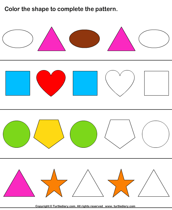 geometry worksheets complete the shape pattern 10 turtle diary
