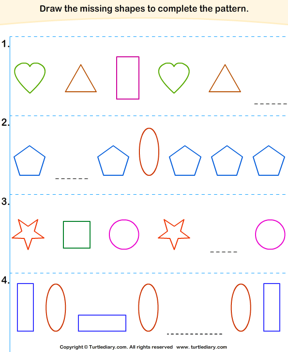 find pattern in each sequence of shapes turtle diary worksheet
