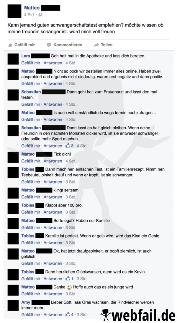 Es dauert in der regel vier bis sechs . Der Schwangerschaftstee - Facebook Fail des Tages 29.07