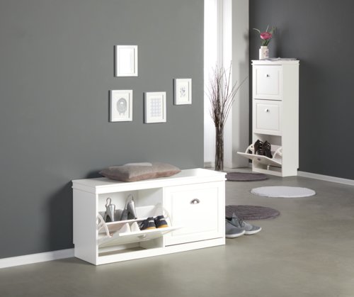 Dove comprare coprisedie e cuscini per sedie a prezzi scontati. Scarpiera + panca JERUP 2 scomp. bianco | JYSK