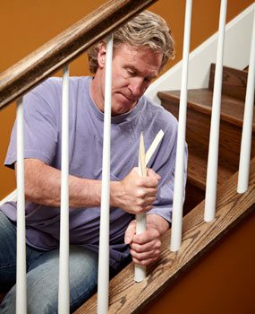 There are two routine methods for installing square stair balusters: How to Install Stair Spindles | The Family Handyman