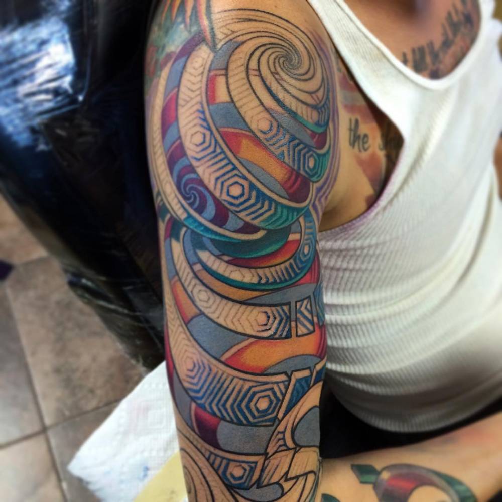 Full Sleeve Tattoo Based Off An M.c. Escher Work Of 1000_x_1000_jpg