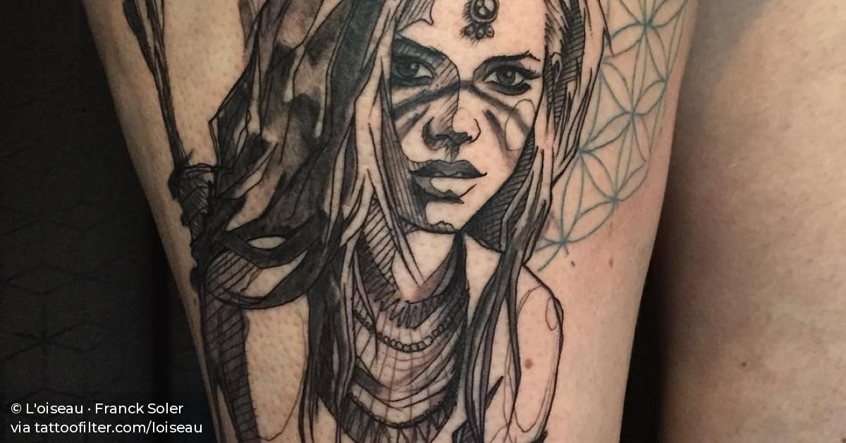 Sketchy Native American Female Warrior Tattoo On The 628_x_1200_jpg