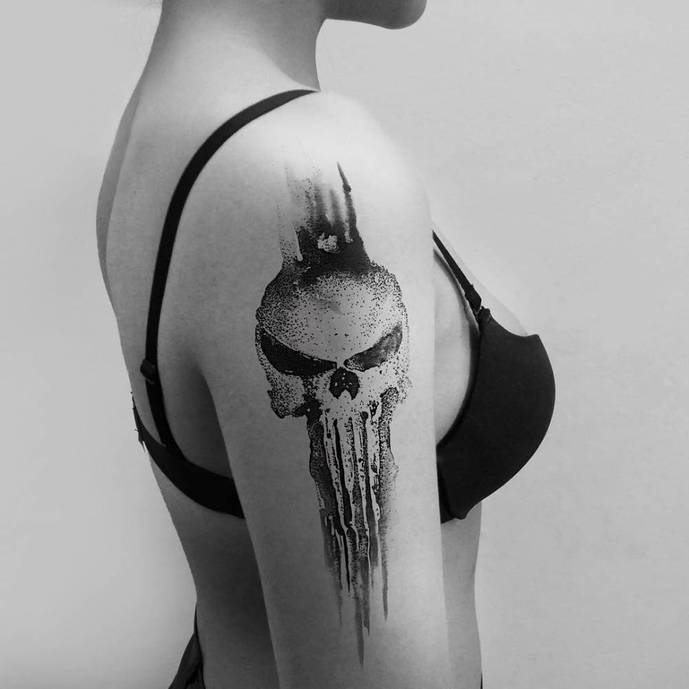 The Punisher Inspired Tattoo On The Right Upper Arm. 1000_x_1000_jpg