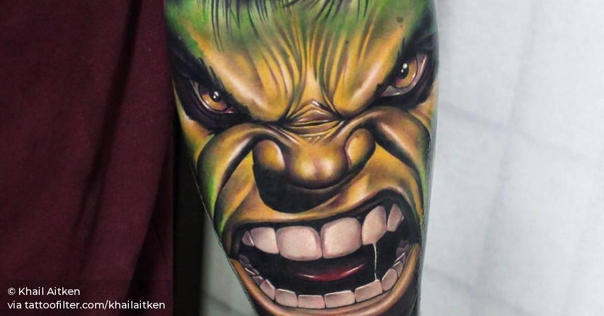 Realistic 'The Incredible Hulk' Tattoo On The Forearm. 628_x_1200_jpg