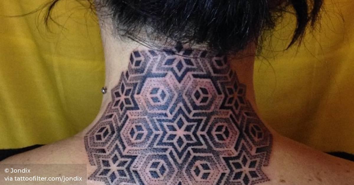 Dotwork Mandala Tattoo On The Back Of The Neck. 628_x_1200_jpg