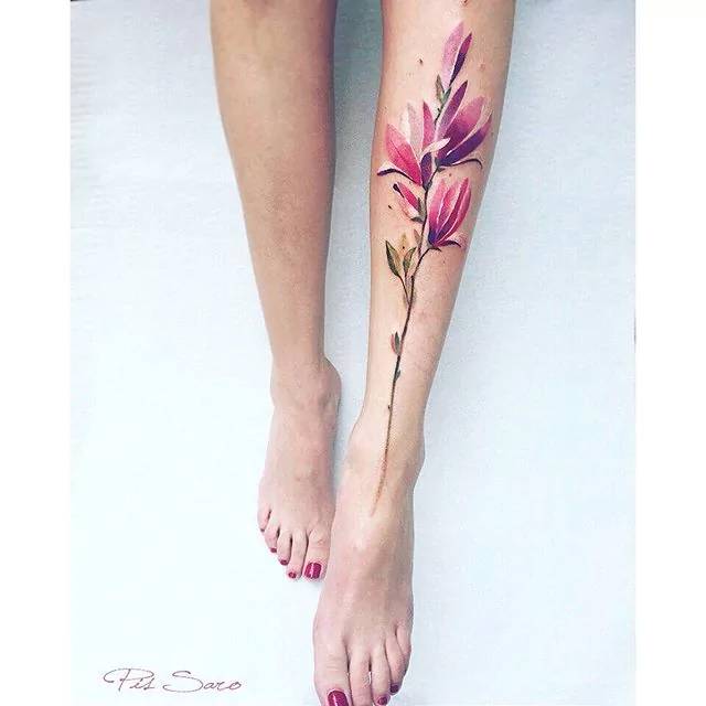 Magnolia Tattoo On The Left Shin. 640_x_640_jpg