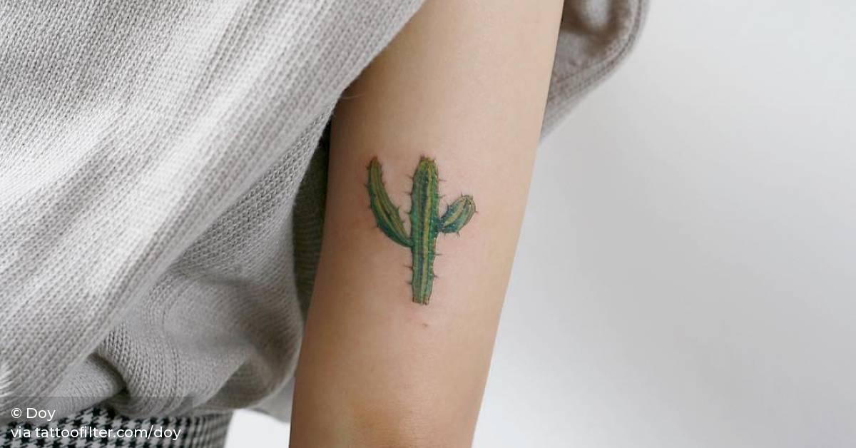 Cactus Tattoo On The Back Of The Right Arm. 628_x_1200_jpg