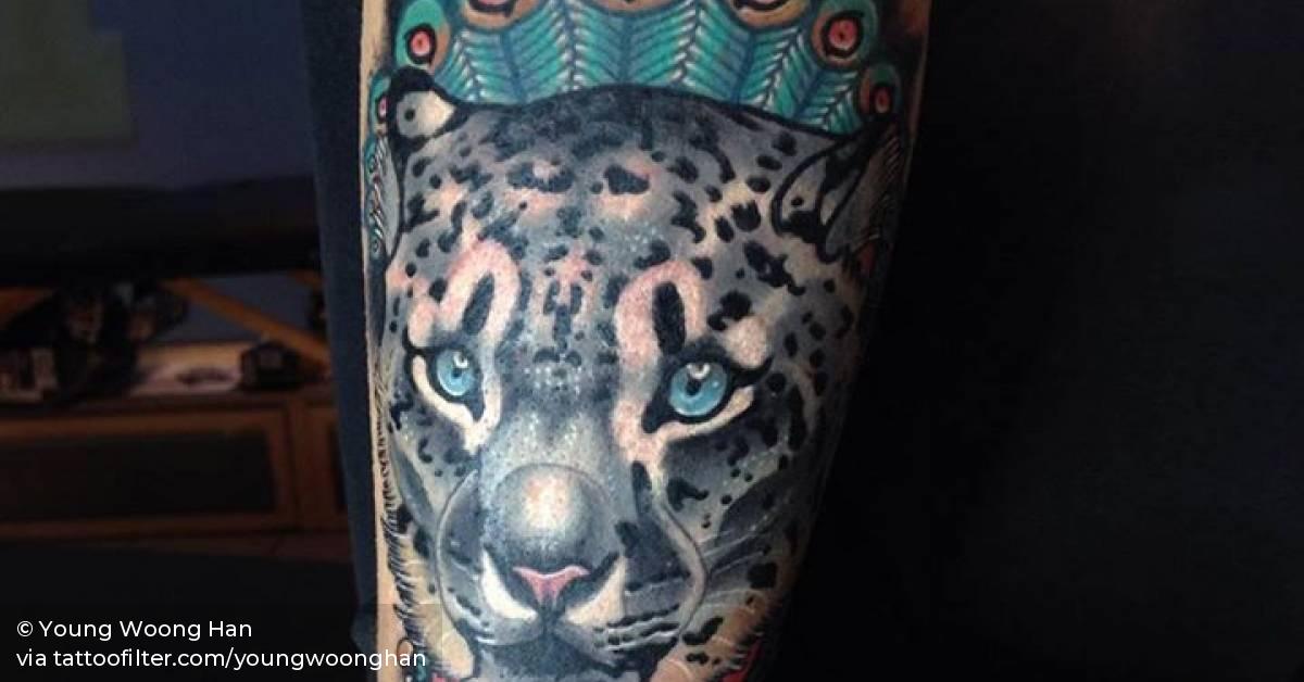 Neotraditional Snow Leopard Tattoo On The Forearm. 628_x_1200_jpg