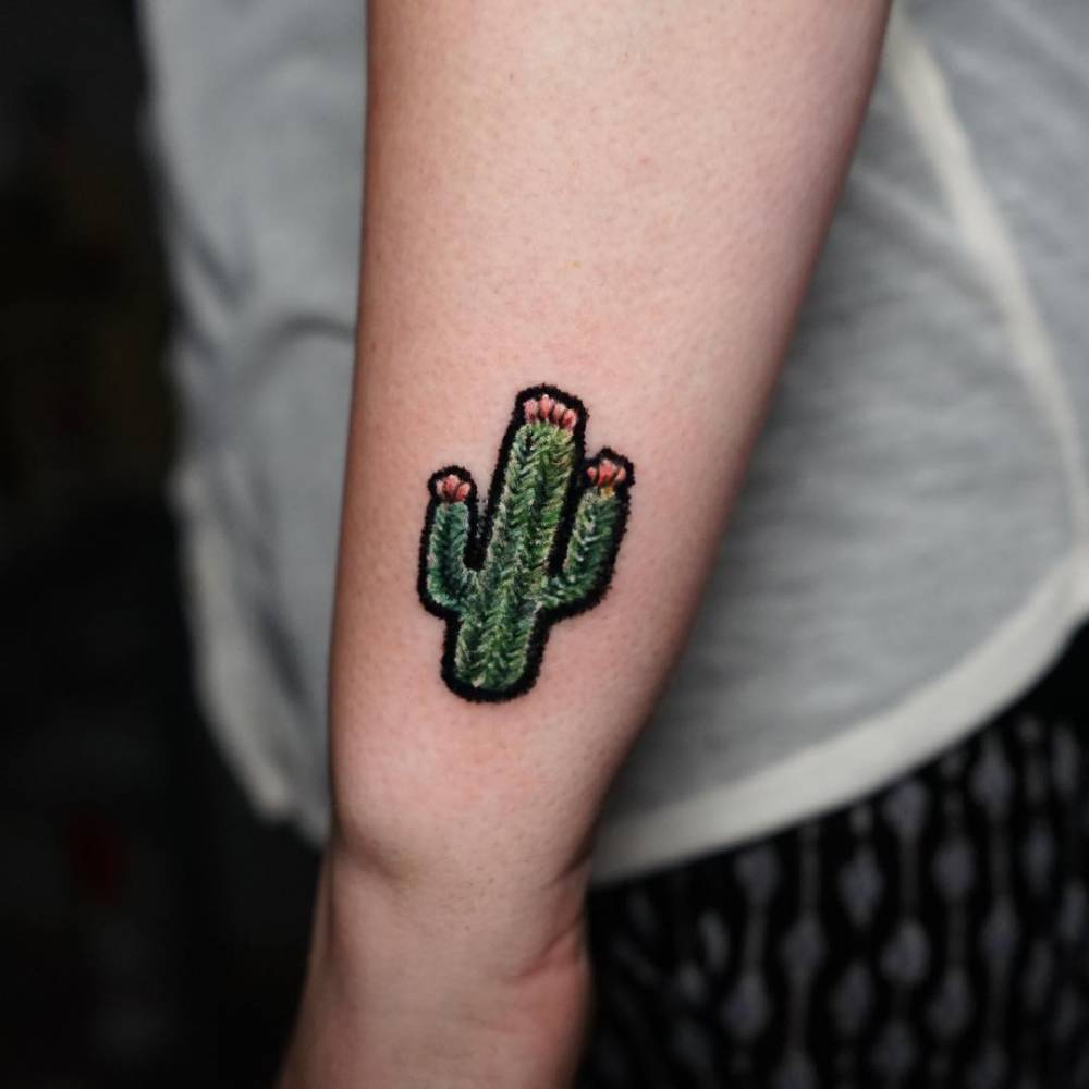 Embroidered Cactus Tattoo On The Forearm. 1000_x_1000_jpg