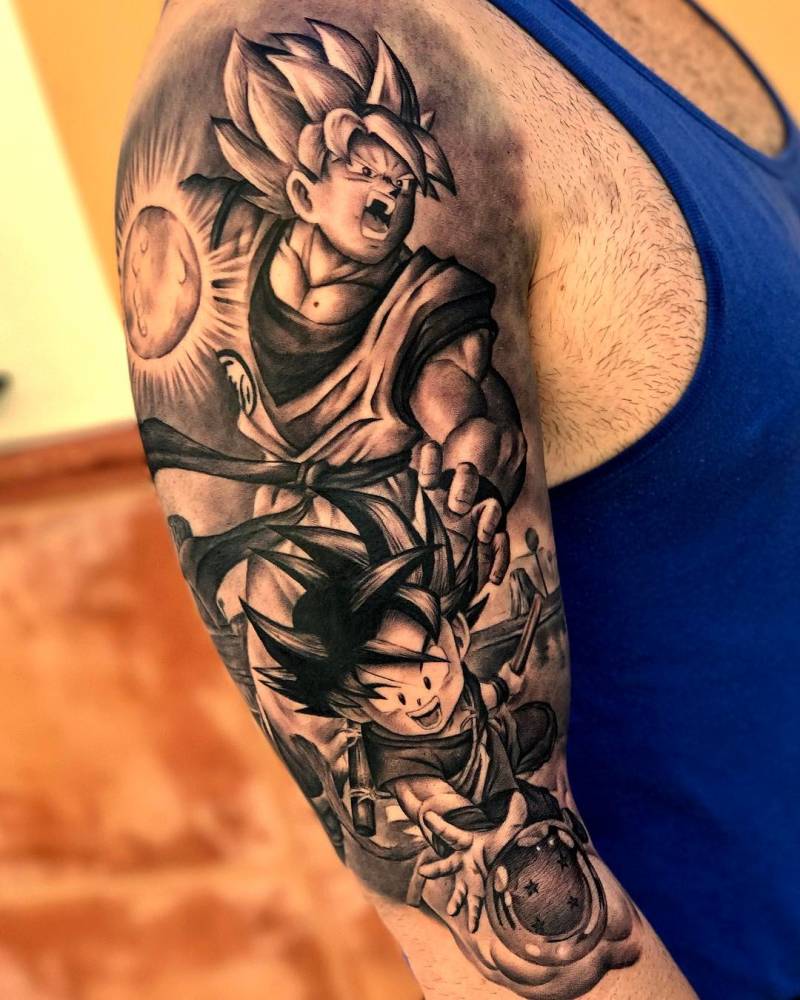 Tatuaje Inspirado En Son Goku De Estilo Black And Grey 1000_x_800_jpg
