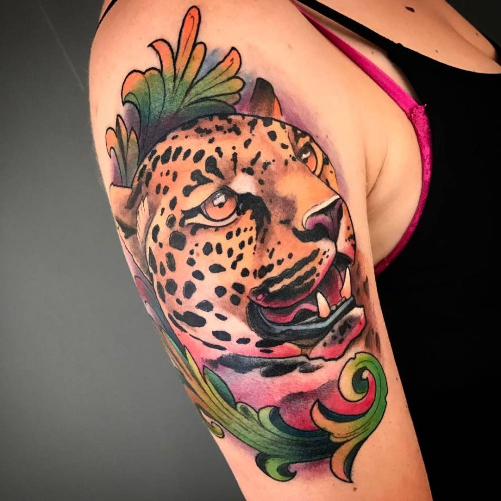 Cabeza De Leopardo De Estilo Neotradicional En El Brazo 1000_x_1000_jpg