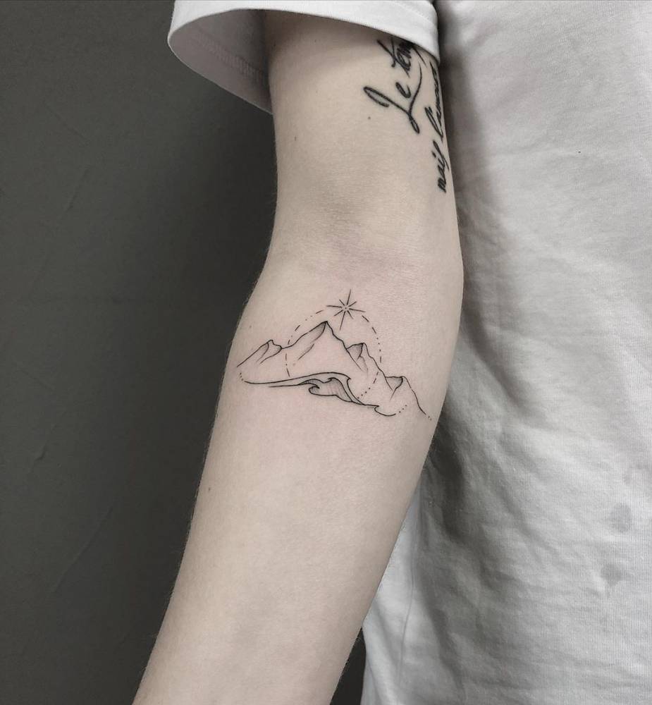 Fine Line Mountain Tattoo On Inner Forearm 1000_x_925_jpg