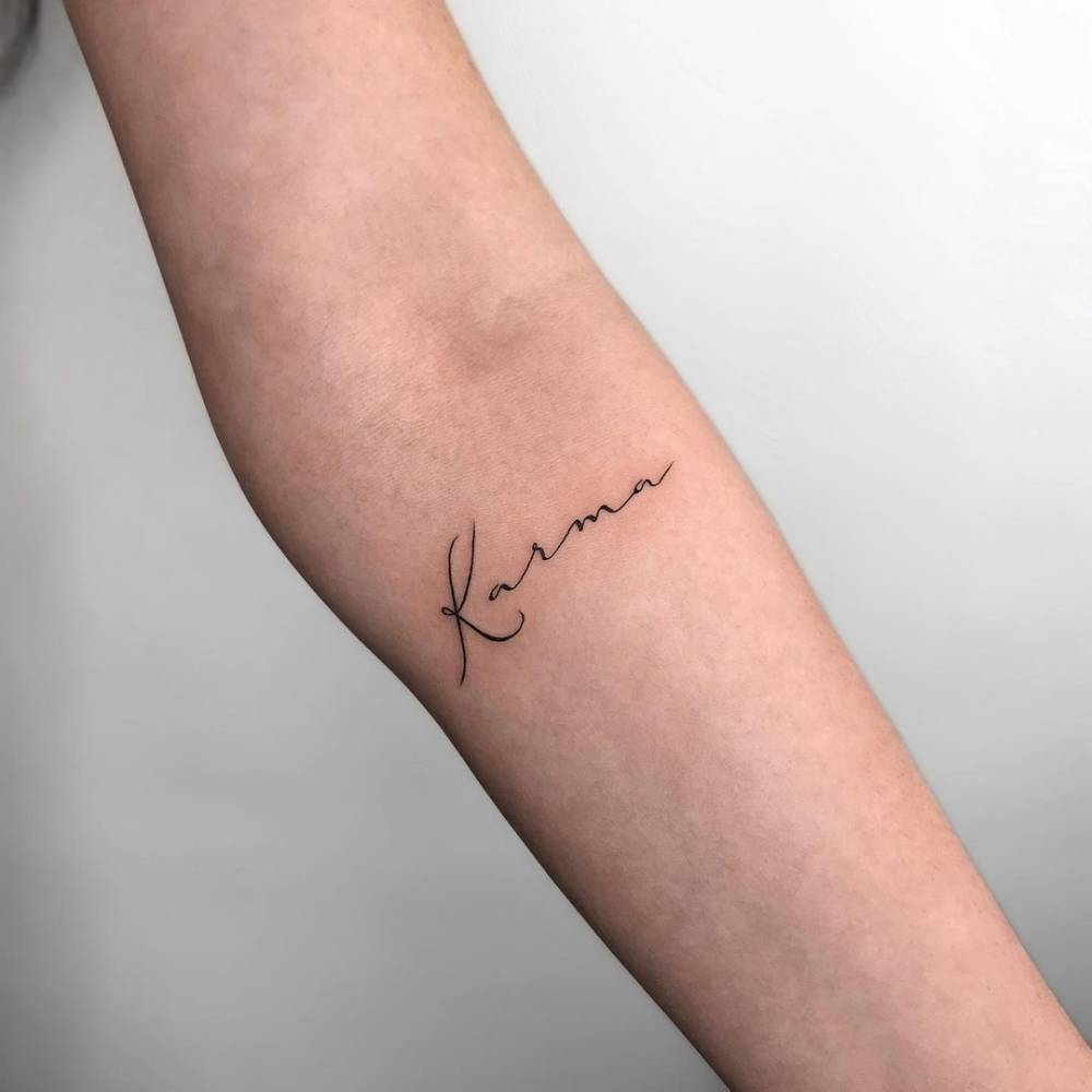 Karma" Lettering Tattoo On The Inner Forearm. 1000_x_1000_jpg
