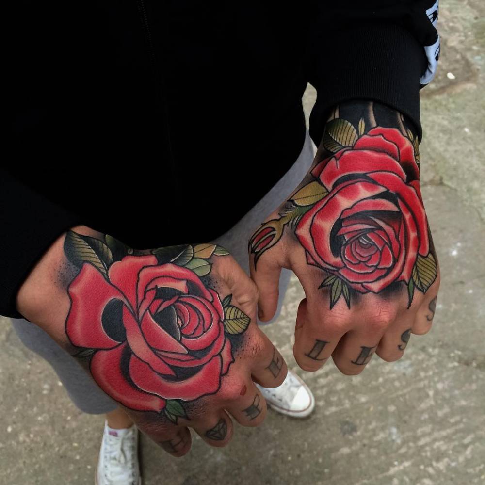 Neotraditional Rose Tattoos On Both Hands. 1000_x_1000_jpg