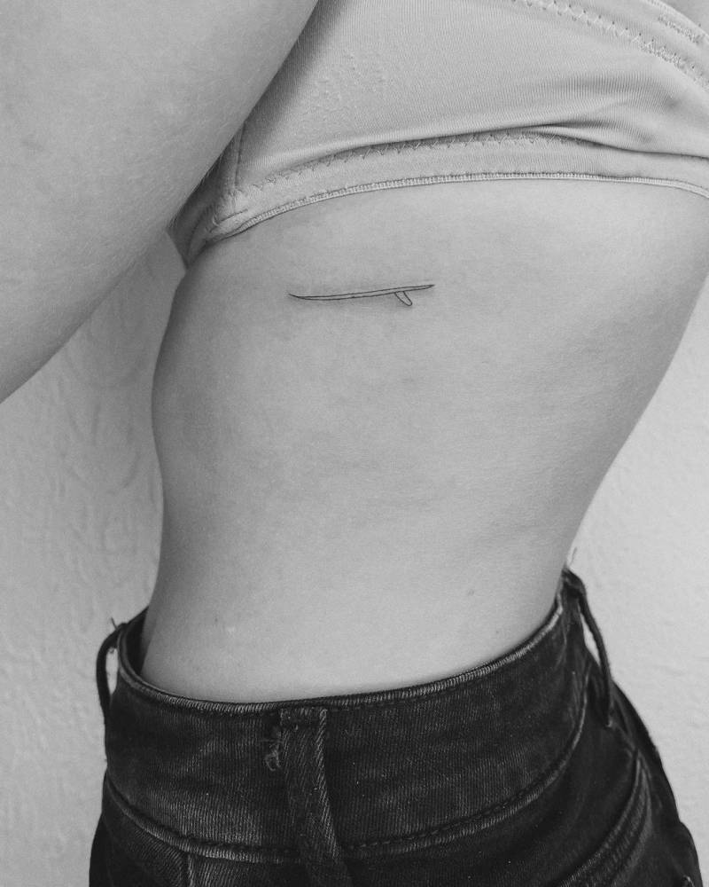 Minimalist Surfboard Tattoo On The Rib. 1000_x_800_jpg